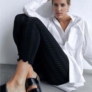 NWT ZARA POINTELLE KNIT LEGGINGS - MED - REF. 3859/102
